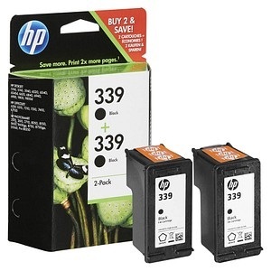 HP, 2 HP 339 svarte blekkpatroner, svart blekk nr. 339 (C9504EE) HP fargerik/multi