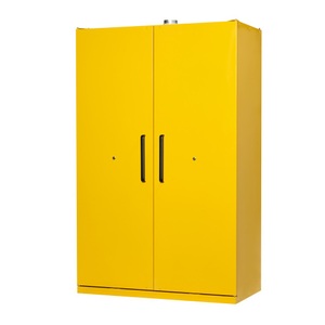 undefined, Justrite Sicherheitsschrank EN 90, Auffangwanne, 3 Fachböden, 2-Türen, H 2070 x B 1200 x T 600 mm, gelb