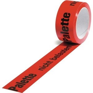 TRANSPAK, TRANSPAK Warnklebeband PP, Länge 66 m, Breite 50 mm, Palette nicht belasten, Rolle, rot