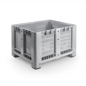 ALPHA Paletten, Palettenbox L, grau, 1200x1000x760 mm, durchbrochen, mit 4 Füssen