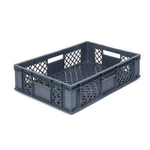 ALPHA Paletten, Alpha Eurobox aus PE, Bäckerkiste mit durchbrochenen Wänden, HxBxT 150 x 400 x 600 mm, grau