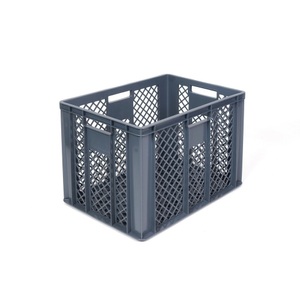 ALPHA Paletten, Alpha Eurobox aus PE, Bäckerkiste mit durchbrochenen Wänden, HxBxT 410 x 400 x 600 mm, grau