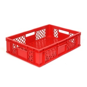 ALPHA Paletten, Alpha Eurobox aus PE, Bäckerkiste mit durchbrochenen Wänden, HxBxT 150 x 400 x 600 mm, rot