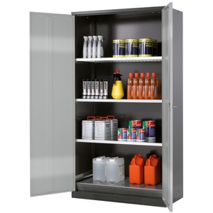 asecos, Chemikalienschrank asecos, Flügeltür, 3 Böden, 1055x520x1950 mm, silber