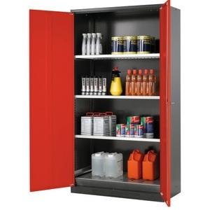 asecos, Chemikalienschrank asecos, Flügeltür, 3 Böden, 1055x520x1950 mm, verkehrsrot