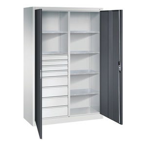 CP, C+P Werkzeugschrank, Schubladen 4x86 + 4x174 mm, 6 Böden, Breite 1.200 mm, lichtgrau, schwarzgrau