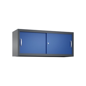 CP, Aufsatzschrank für C+P Werkstatt-Schiebetürenschrank, HxBxT 500 x 1.200 x 400 mm, anthrazitgrau, enzianblau