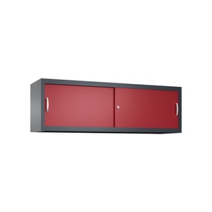 CP, Aufsatzschrank für C+P Werkstatt-Schiebetürenschrank, HxBxT 500 x 1.600 x 400 mm, anthrazitgrau, rubinrot