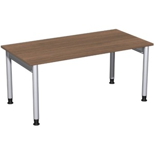 Geramöbel, Geramöbel Manuell höhenverstellbarer Schreibtisch Profi, 4-Fuss-Gestell, BxT 1.600 x 800 mm, Nussbaum