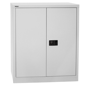 BISLEY Flügeltürschrank, Höhe 1.000 mm, BxT 914 x 400 mm, lichtgrau, Böden lackiert