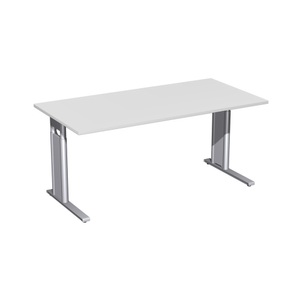 Geramöbel, Geramöbel Manuell höhenverstellbarer Schreibtisch Profi, C-Fuss-Gestell, BxT 1.600 x 800 mm, lichtgrau
