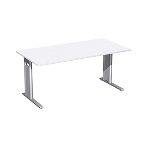 Geramöbel, Geramöbel Manuell höhenverstellbarer Schreibtisch Profi, C-Fuss-Gestell, BxT 1.600 x 800 mm, weiss