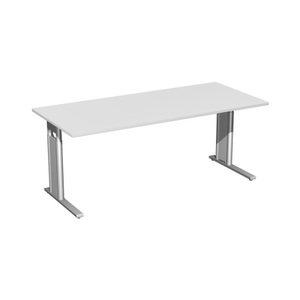 Geramöbel, Geramöbel Manuell höhenverstellbarer Schreibtisch Profi, C-Fuss-Gestell, BxT 1.800 x 800 mm, lichtgrau