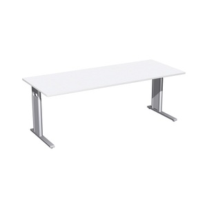 Geramöbel, Geramöbel Manuell höhenverstellbarer Schreibtisch Profi, C-Fuss-Gestell, BxT 2.000 x 800 mm, weiss