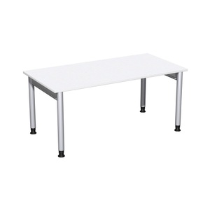 Geramöbel, Geramöbel Manuell höhenverstellbarer Schreibtisch Profi, 4-Fuss-Gestell, BxT 1.600 x 800 mm, weiss