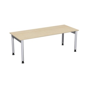 Geramöbel, Geramöbel Manuell höhenverstellbarer Schreibtisch Profi, 4-Fuss-Gestell, BxT 2.000 x 800 mm, Ahorn