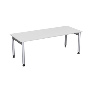 Geramöbel, Geramöbel Manuell höhenverstellbarer Schreibtisch Profi, 4-Fuss-Gestell, BxT 2.000 x 800 mm, lichtgrau