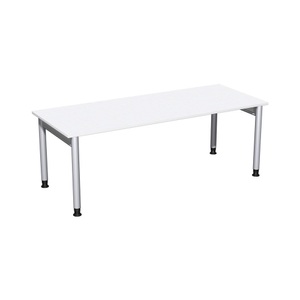 Geramöbel, Geramöbel Manuell höhenverstellbarer Schreibtisch Profi, 4-Fuss-Gestell, BxT 2.000 x 800 mm, weiss