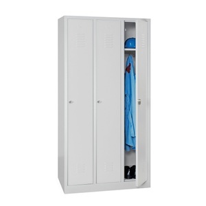 BASIC, BASIC Garderobenschrank mit Sockel + Drehriegelverschluss, 3 Abteile, HxBxT 1.800 x 900 x 500 mm