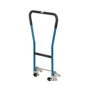Fetra, Rohrschiebebügel, für Paletten-Fahrgestell, Stahlrohr, blau, einklinkbar, 2 Hilfsrollen