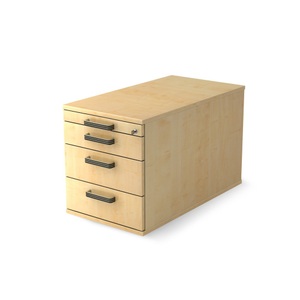 Rollcontainer Solid, 4 Schubladen mit Kunstoff-Griff, Ahorn