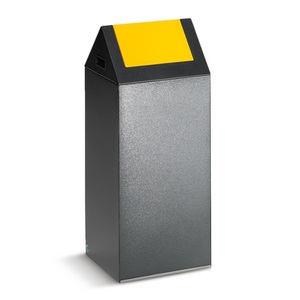 VAR, VAR® Wertstoffsammler, 60 Liter, selbstlöschend, Korpus antik-silber, Deckel eckig/gelb