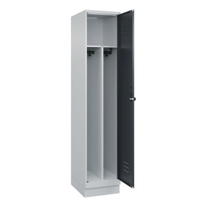 CP, C+P Spind Classic PLUS, Sockel, 1 Abteil, HxBxT 1.950 x 400 x 500 mm, lichtgrau, anthrazitgrau, für Vorhängeschloss, mit Mitteltrennwand