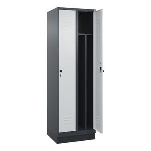 CP, C+P Spind Classic PLUS, Sockel, 2 Abteile, HxBxT 1.950 x 600 x 500 mm, anthrazitgrau, lichtgrau, für Vorhängeschloss, mit Mitteltrennwand