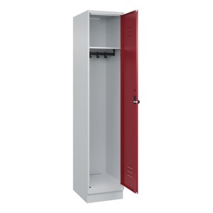 CP, C+P Spind Classic PLUS, Sockel, 1 Abteil, HxBxT 1.950 x 400 x 500 mm, lichtgrau, rubinrot, für Vorhängeschloss, ohne Mitteltrennwand