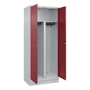 CP, C+P PSA Doppel-Spind Classic PLUS, Sockel, 2 Abteile, HxBxT 1.950 x 800 x 500 mm, lichtgrau, rubinrot, Zylinderschloss