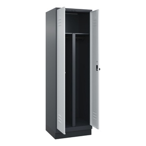 CP, C+P PSA Doppel-Spind Classic PLUS, Sockel, 2 Abteile, HxBxT 1.950 x 600 x 500 mm, anthrazitgrau, lichtgrau, für Vorhängeschloss