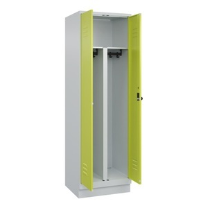 CP, C+P PSA Doppel-Spind Classic PLUS, Sockel, 2 Abteile, HxBxT 1.950 x 600 x 500 mm, lichtgrau, clowngrün, für Vorhängeschloss