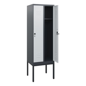 CP, C+P Spind Classic PLUS, Gestell, 2 Abteile, HxBxT 1.950 x 600 x 500 mm, anthrazitgrau, lichtgrau, für Vorhängeschloss, ohne Mitteltrennwand