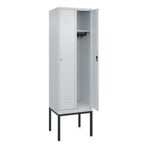 CP, C+P Spind Classic PLUS, Gestell, 2 Abteile, HxBxT 2.120 x 600 x 500 mm, lichtgrau, lichtgrau, Zylinderschloss, ohne Mitteltrennwand