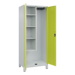 CP, C+P Putzmittel-Spind Classic PLUS, Füsse, 2 Abteile, HxBxT 1.950 x 800 x 500 mm, lichtgrau, clowngrün, für Vorhängeschloss