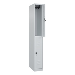 CP, C+P Doppelstock-Spind Classic PLUS, 1 Abteil, HxBxT 1.850 x 250 x 500 mm, lichtgrau, lichtgrau, für Vorhängeschloss, 2 Fächer