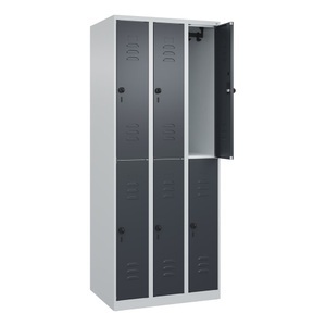 CP, C+P Doppelstock-Spind Classic PLUS, 3 Abteile, HxBxT 1.850 x 750 x 500 mm, lichtgrau, anthrazitgrau, für Vorhängeschloss, 6 Fächer
