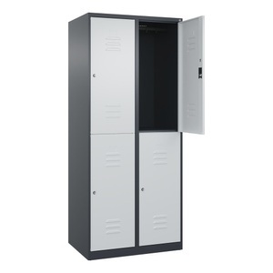 CP, C+P Doppelstock-Spind Classic PLUS, 2 Abteile, HxBxT 1.850 x 800 x 500 mm, anthrazitgrau, lichtgrau, Zylinderschloss, 4 Fächer