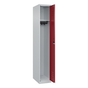 CP, C+P Spind Classic PLUS, 1 Abteil, HxBxT 1.850 x 300 x 500 mm, lichtgrau, rubinrot, Zylinderschloss, ohne Mitteltrennwand