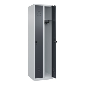 CP, C+P Spind Classic PLUS, 2 Abteile, HxBxT 1.850 x 500 x 500 mm, lichtgrau, anthrazitgrau, für Vorhängeschloss, ohne Mitteltrennwand