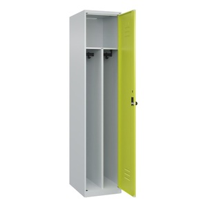 CP, C+P Spind Classic PLUS, 1 Abteil, HxBxT 1.850 x 400 x 500 mm, lichtgrau, clowngrün, für Vorhängeschloss, mit Mitteltrennwand