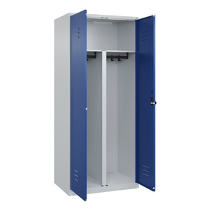 CP, C+P PSA Doppel-Spind Classic PLUS, 2 Abteile, HxBxT 1.850 x 800 x 500 mm, lichtgrau, enzianblau, für Vorhängeschloss