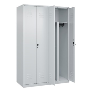 CP, C+P PSA Doppel-Spind Classic PLUS, 4 Abteile, HxBxT 1.850 x 1.200 x 500 mm, lichtgrau, lichtgrau, für Vorhängeschloss