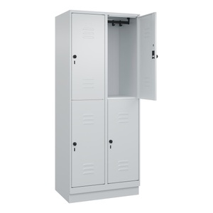 CP, C+P Doppelstock-Spind Classic PLUS, 2 Abteile, lichtgrau, HxB 1950 x 800 mm, mit Bodensockel, Drehriegel