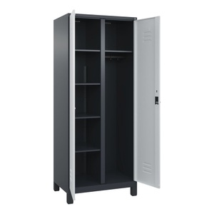 CP, C+P Mehrzweck-Putzmittelschrank Classic PLUS, Füsse, 2 Abteile, HxBxT 1.950 x 800 x 500 mm, anthrazitgrau, lichtgrau, für Vorhängeschloss