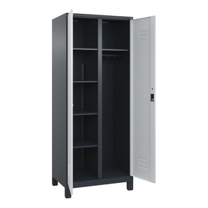 CP, C+P Mehrzweck-Putzmittelschrank Classic PLUS, Füsse, 2 Abteile, HxBxT 1.950 x 800 x 500 mm, anthrazitgrau, lichtgrau, Zylinderschloss