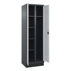 CP, C+P Mehrzweck-Putzmittelschrank Classic PLUS, Sockel, 2 Abteile, HxBxT 1.950 x 600 x 500 mm, anthrazitgrau, lichtgrau, für Vorhängeschloss