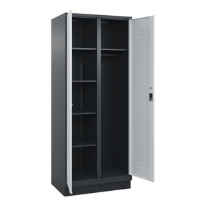 CP, C+P Mehrzweck-Putzmittelschrank Classic PLUS, Sockel, 2 Abteile, HxBxT 1.950 x 800 x 500 mm, anthrazitgrau, lichtgrau, für Vorhängeschloss