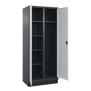 CP, C+P Mehrzweck-Putzmittelschrank Classic PLUS, Sockel, 2 Abteile, HxBxT 1.950 x 800 x 500 mm, anthrazitgrau, lichtgrau, Zylinderschloss