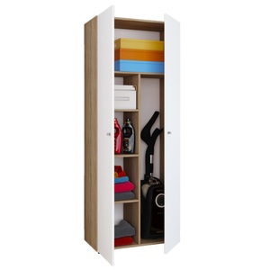 VCM Putzmittelschrank Vandol II, mit Türen, Sonoma-Eiche/weiss